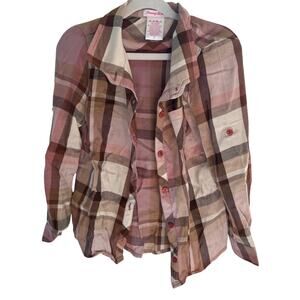 Tommy Bahama Girls Plaid Flannel Shirt - Size 7